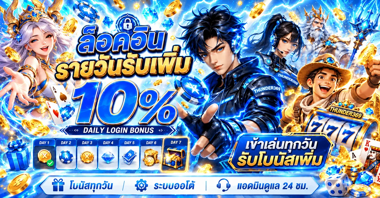 โบนัสล็อกอินรายวัน THUNDER369 โทนสีน้ำเงินทอง